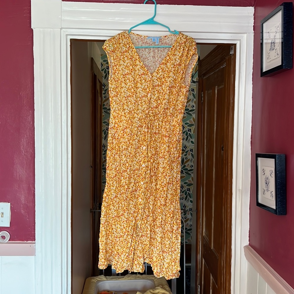 Draper James Yellow Floral Button Down Dress